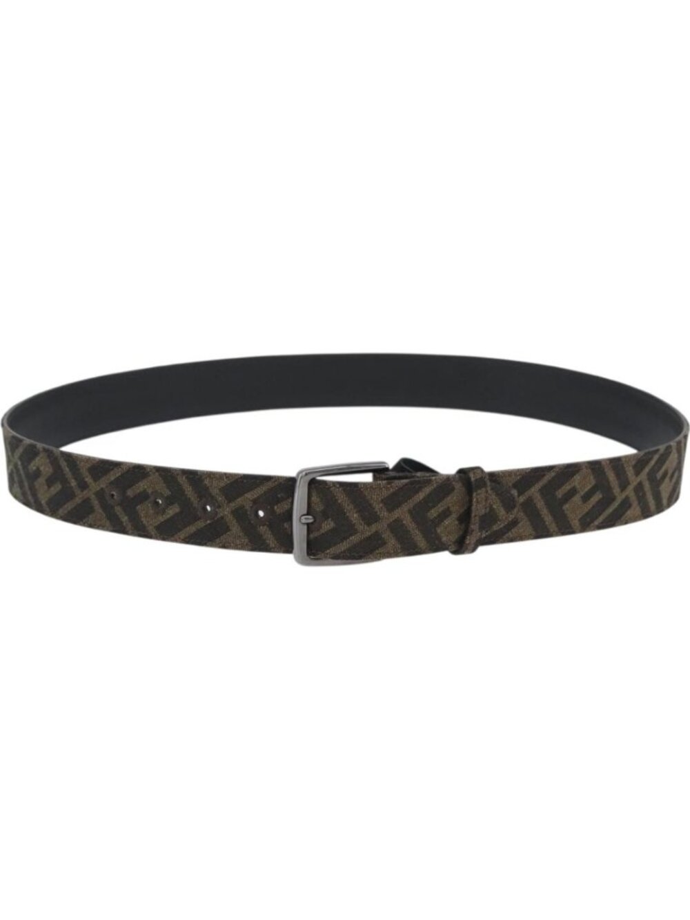 FENDI Zucca Canvas Belt 41.3"" Black Brown 7C0497